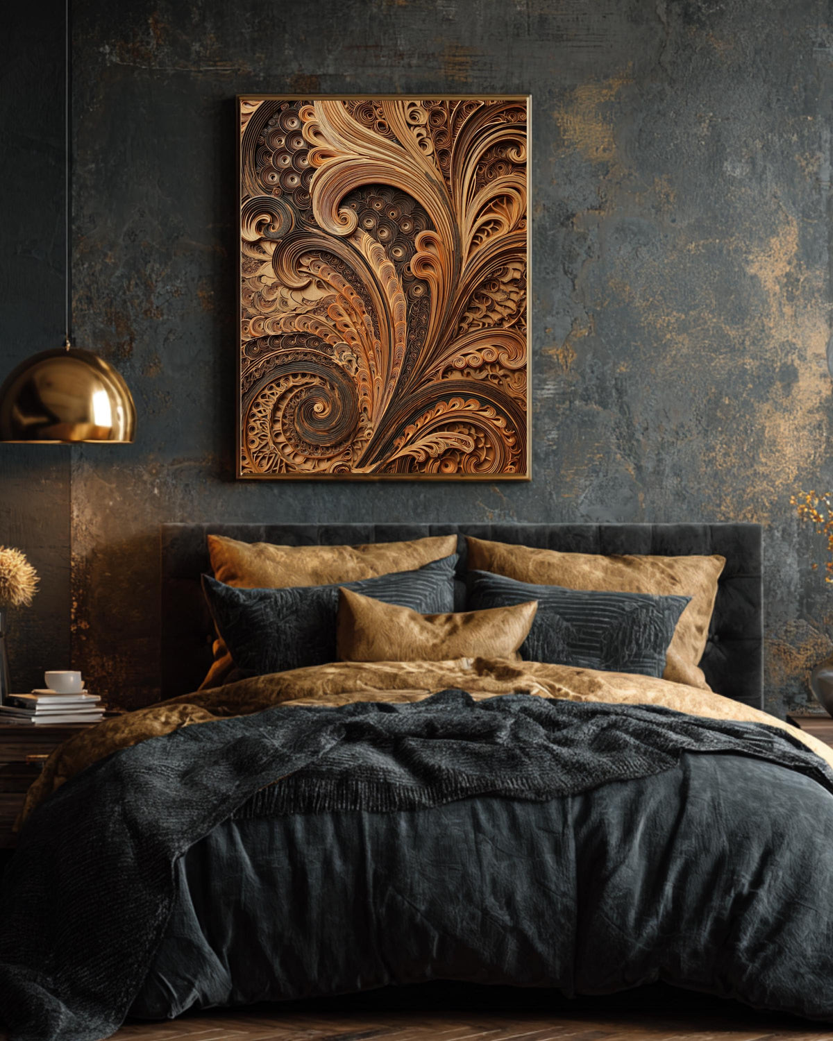 Intricate Arabesque Layered Paper Cut Art Print, Multi-Layer Laser-Cut Wood Design, Islamic Geometric Wall Decor Poster Canvas