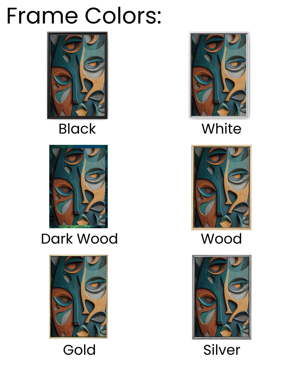Abstract Faces Wall Art Print Featuring Unique Colorful Expressions, Elegantly Composed on Building Wall, Modern Contemporary Poster Canvas