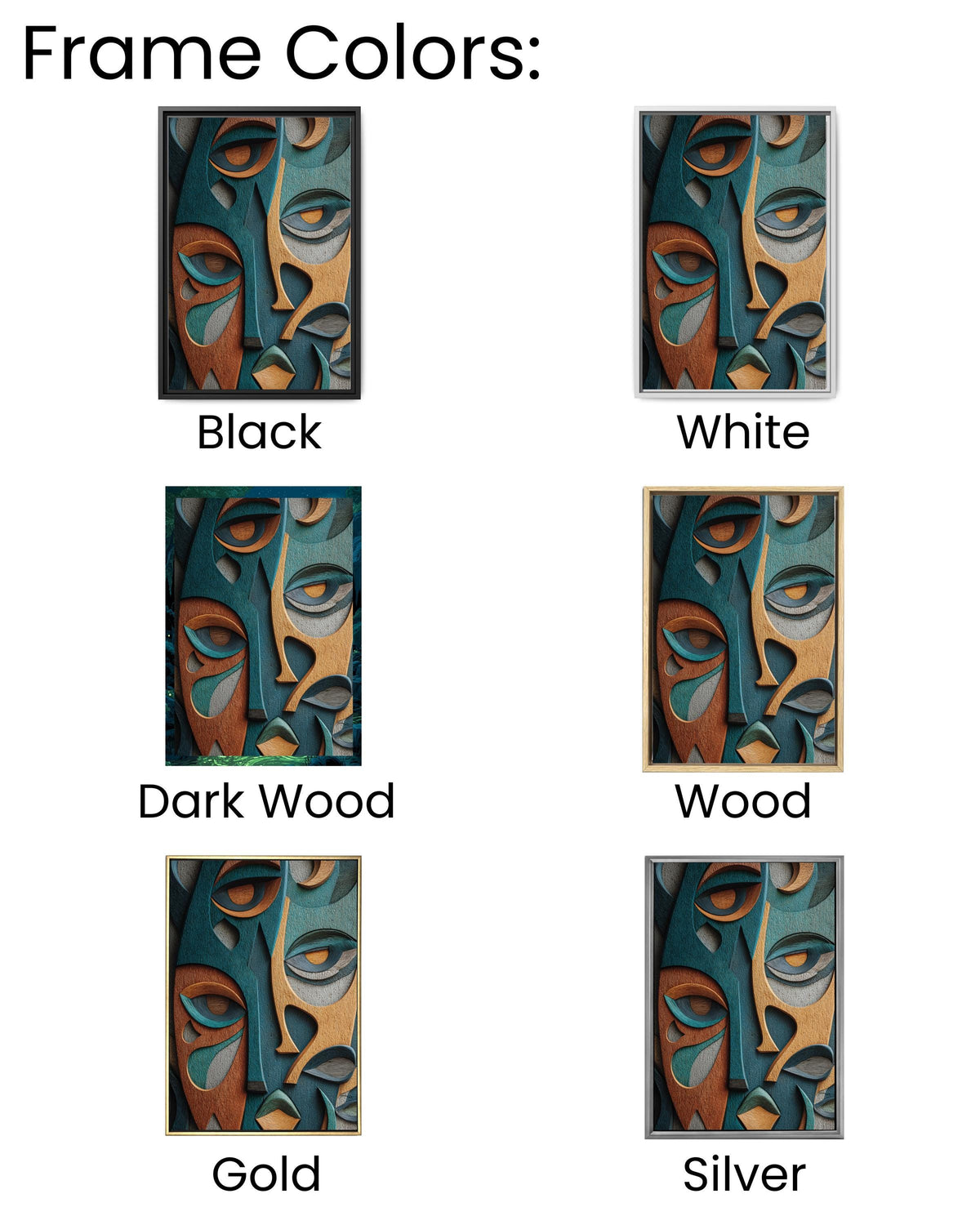 Abstract Faces Wall Art Print Featuring Unique Colorful Expressions, Elegantly Composed on Building Wall, Modern Contemporary Poster Canvas