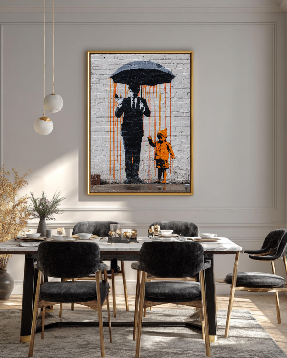 Whimsical Wall Art Print Featuring Colorful Vertical Stripes, Modern Storybook Poster Canvas