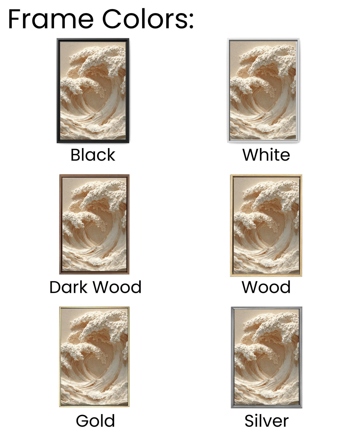3D Carved Wall Art Featuring Two Waves Crashing With Beige and White Color Scheme, Soft Lighting, Close-Up Ocean-Inspired Poster Canvas