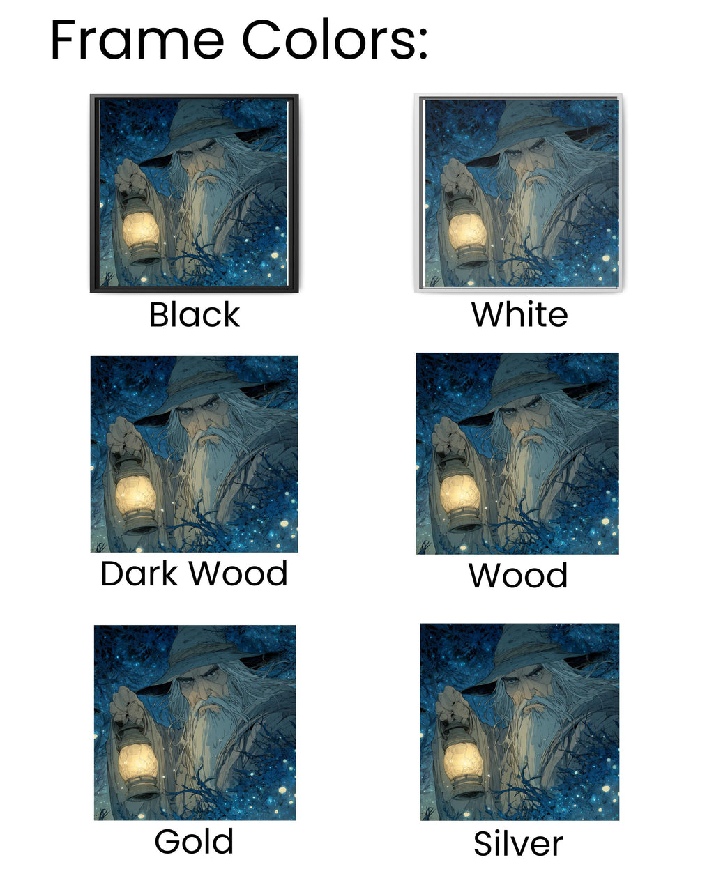 Old Wizard with Lantern in Enchanted Forest Art Print, Paul Kidby Inspired Fantasy Poster, Firefly Lit Night Scene Canvas