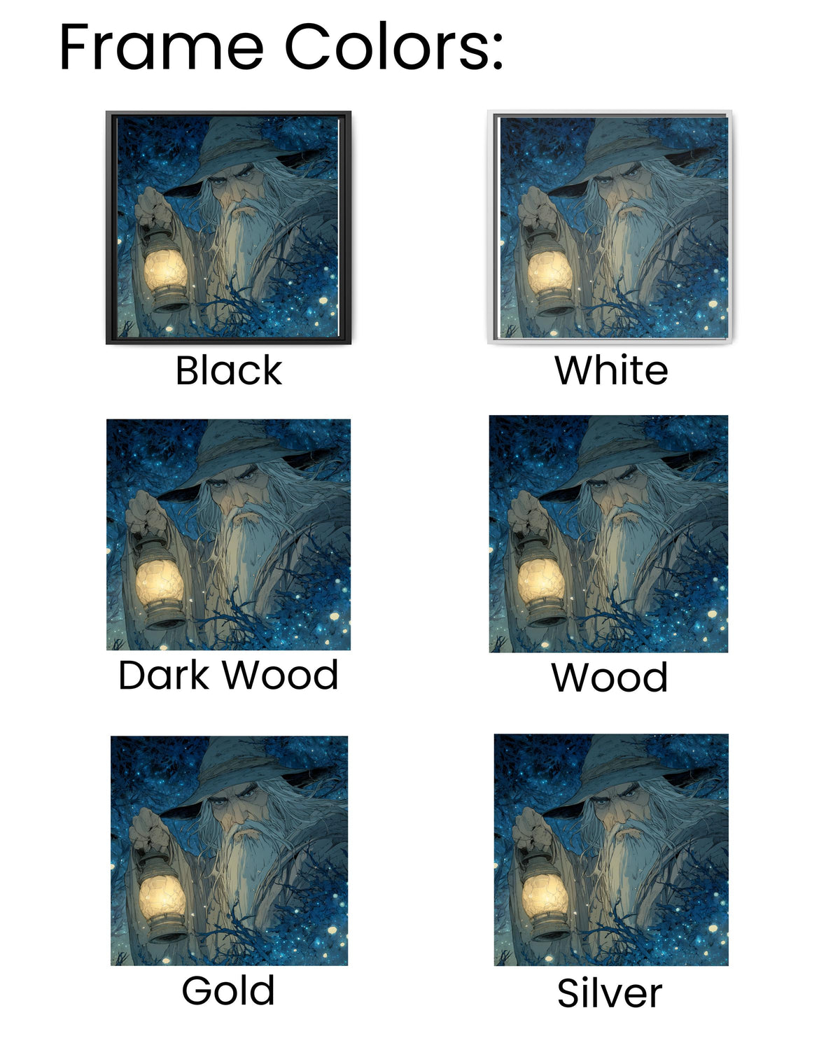 Old Wizard with Lantern in Enchanted Forest Art Print, Paul Kidby Inspired Fantasy Poster, Firefly Lit Night Scene Canvas