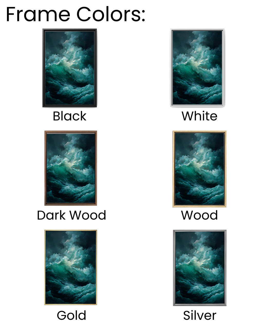 Dark Stormy Sea Oil Painting Art Print, Dramatic Caravaggio-Style Waves with Deep Shadows and Emerald Green Foam, Moody Ocean Wall Decor