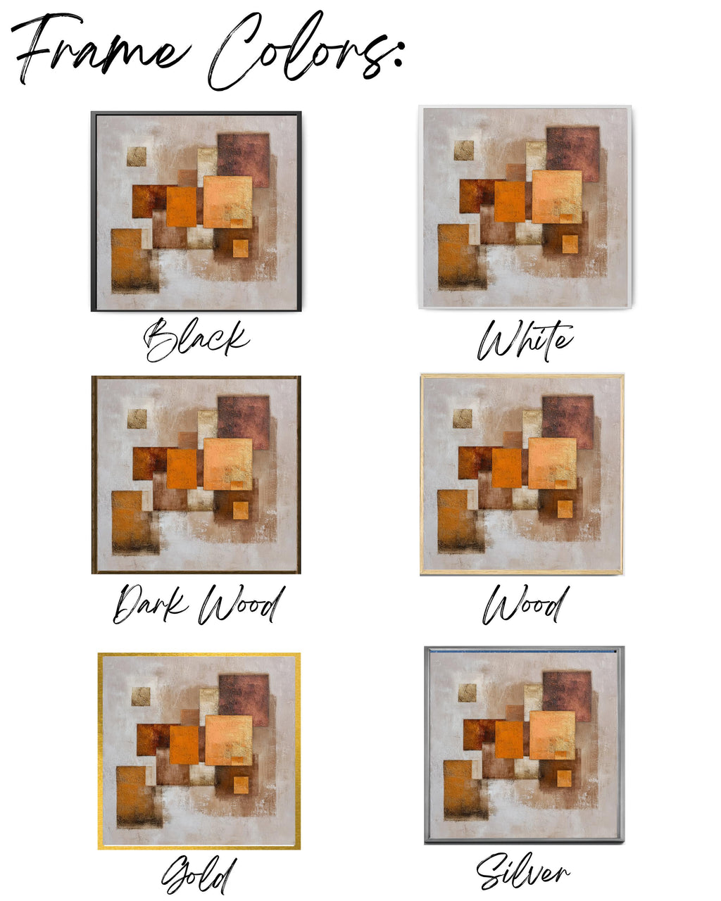 Textured Abstract Earthy Brown & Beige Square Art Print with Orange Geometric Shapes, Neutral Modern Wall Decor Poster Canvas