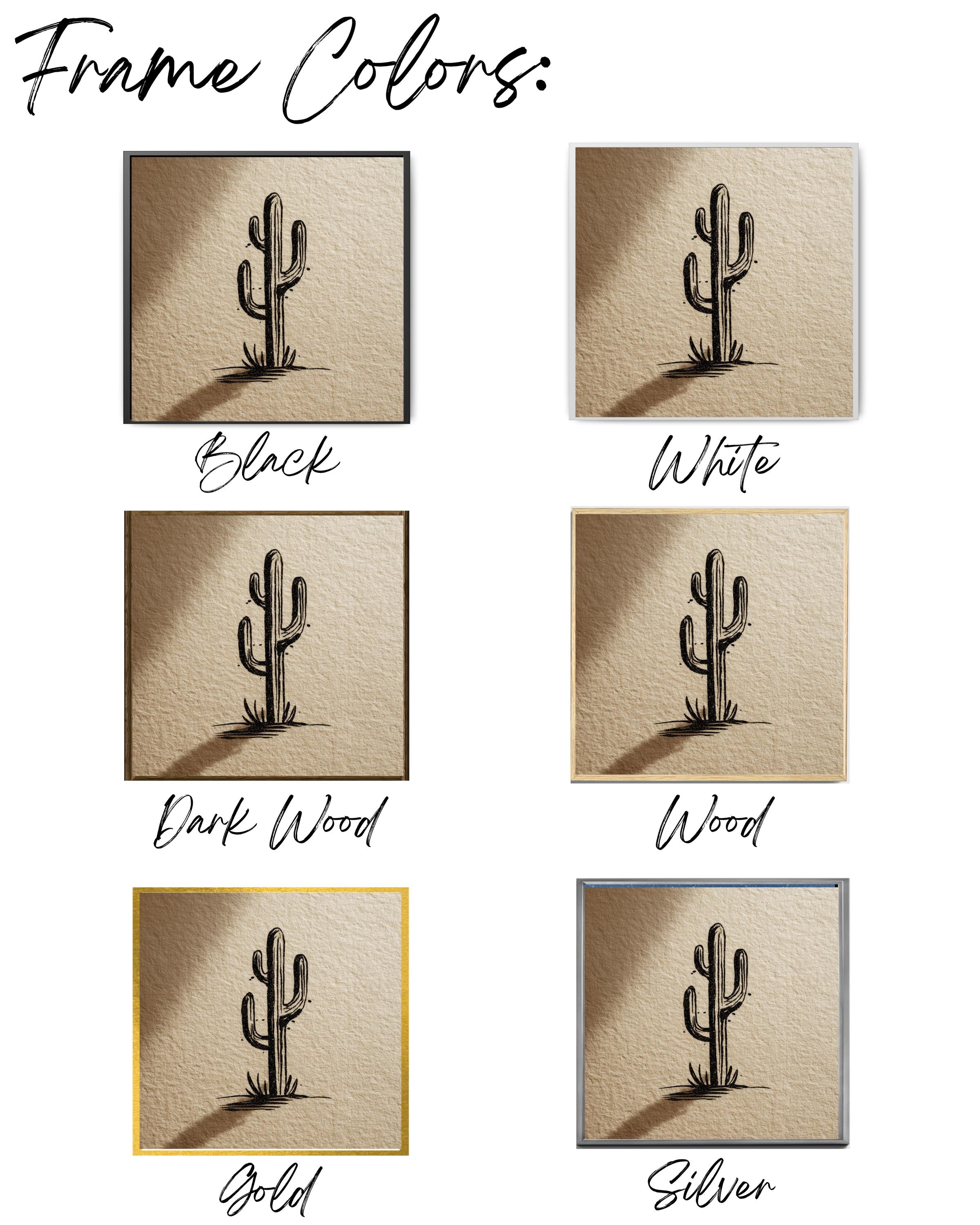 Minimalist Matisse-Style Cactus Line Drawing in Black Ink on Beige Paper & Soft Shadow, Modern Botanical Illustration Poster Canvas
