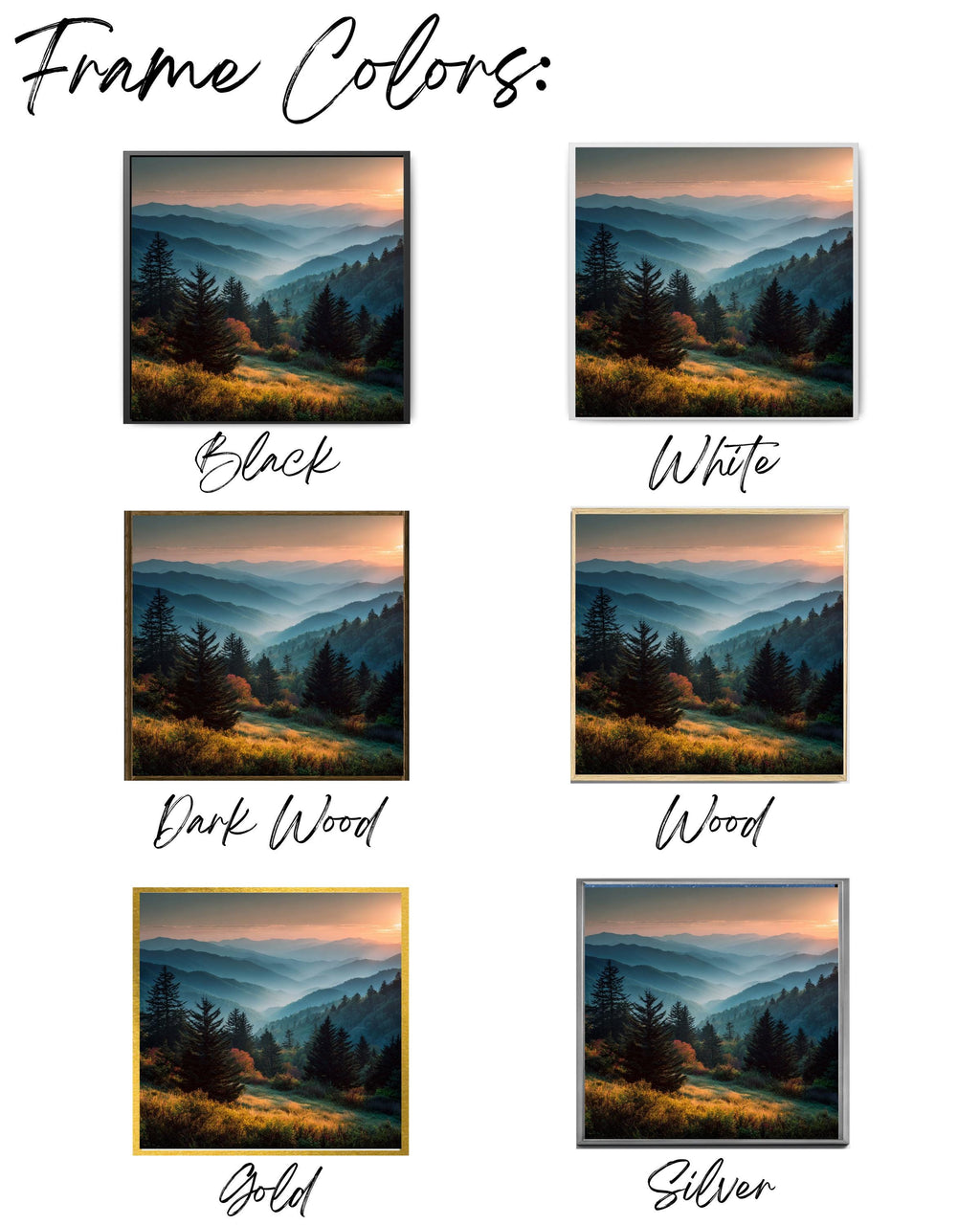 Smoky Mountains Sunset Canvas, Scenic Landscape Wall Art