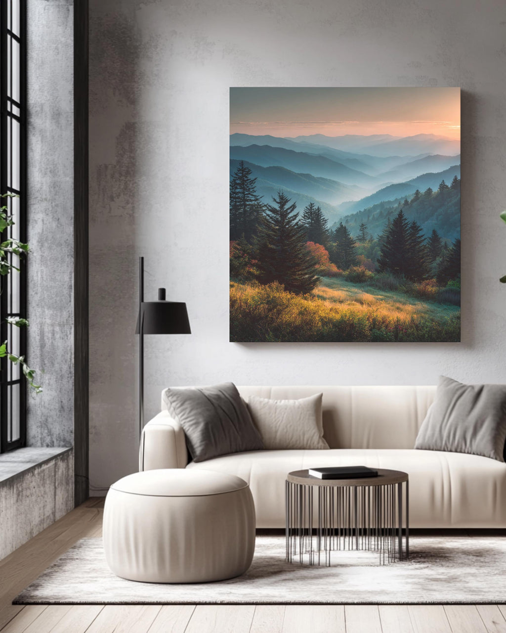 Smoky Mountains Sunset Canvas, Scenic Landscape Wall Art