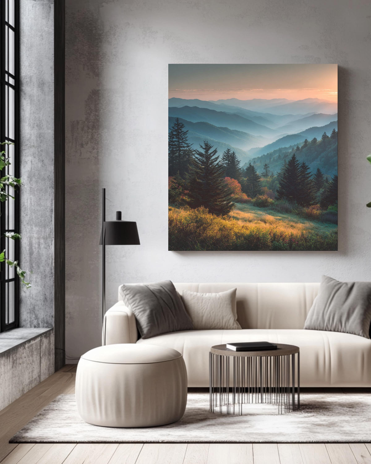 Smoky Mountains Sunset Canvas, Scenic Landscape Wall Art