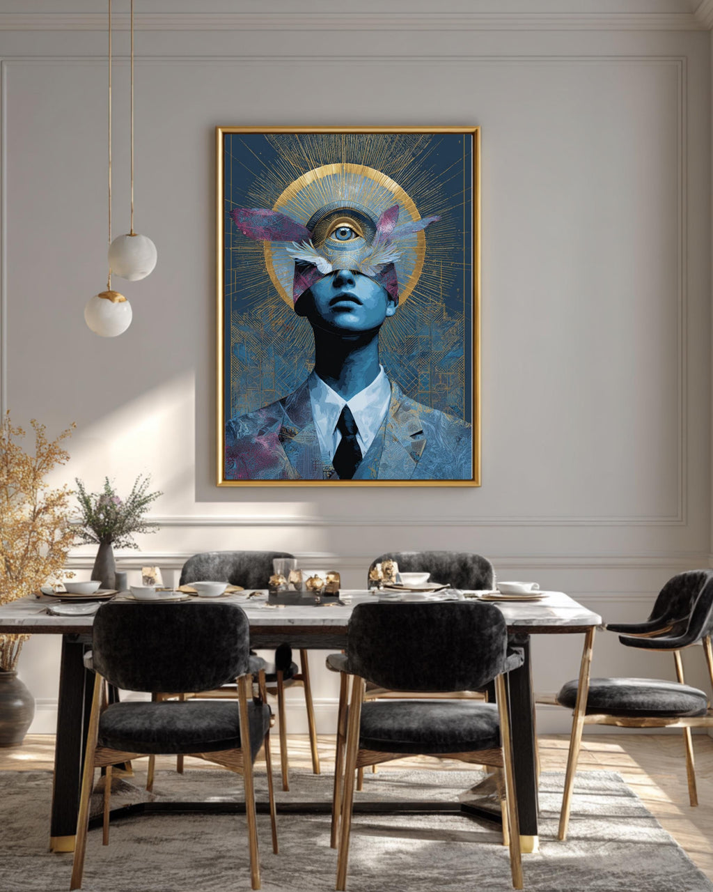 Spiritual Y2K-Inspired Prints Featuring Futuristic and Mystical Designs, Digital-Age Aesthetics, Cosmic Symbols, Modern Wall Art
