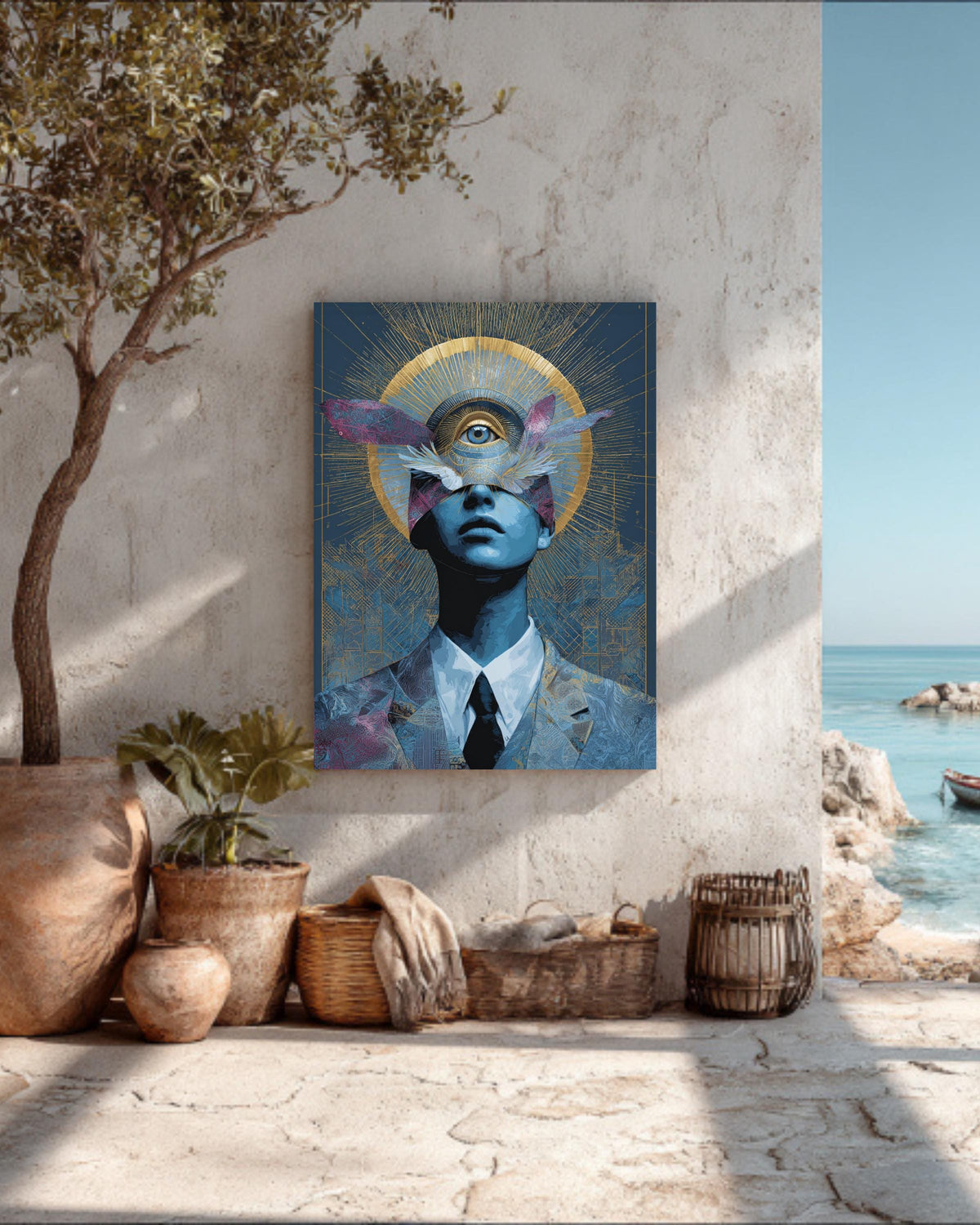 Spiritual Y2K-Inspired Prints Featuring Futuristic and Mystical Designs, Digital-Age Aesthetics, Cosmic Symbols, Modern Wall Art