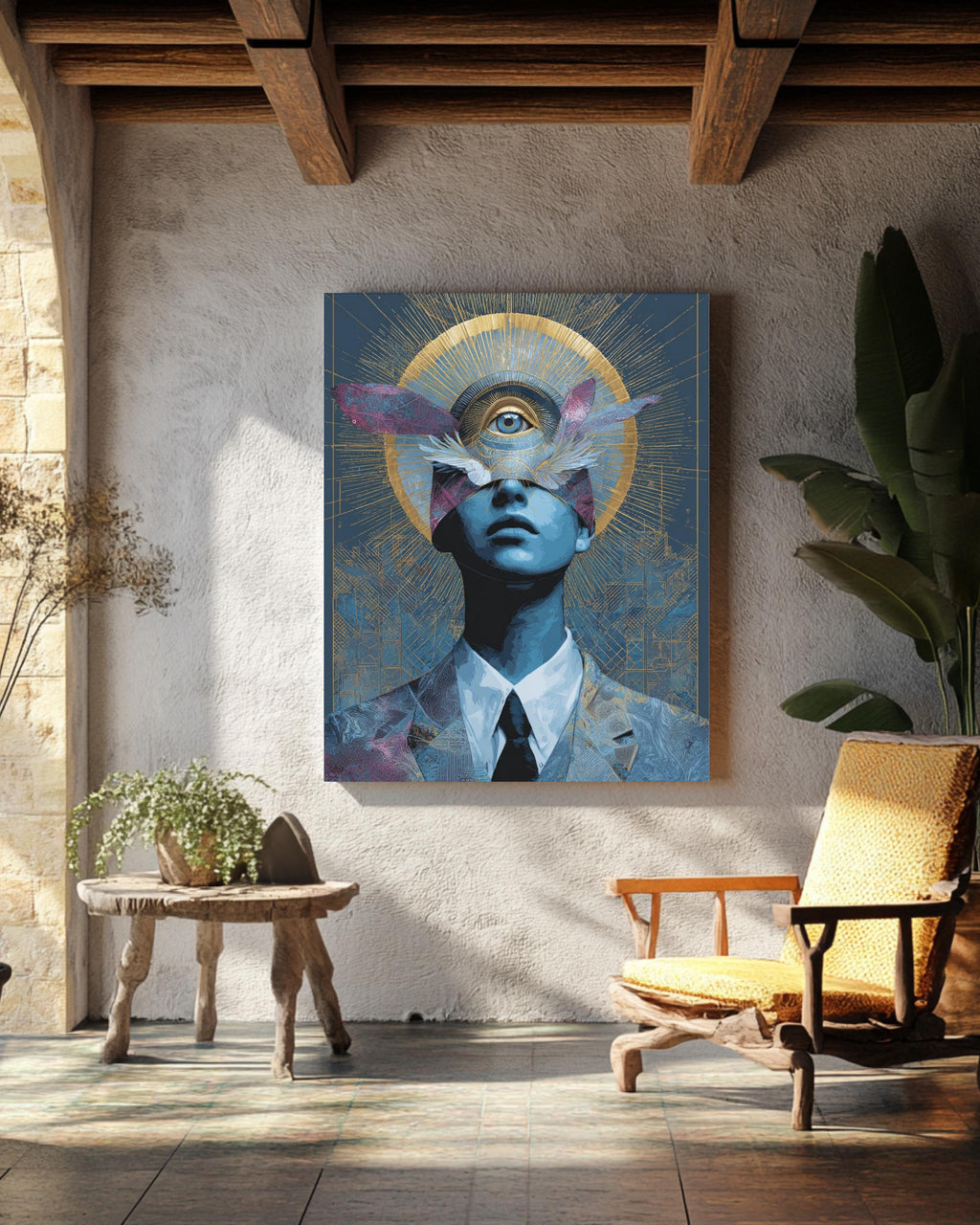 Spiritual Y2K-Inspired Prints Featuring Futuristic and Mystical Designs, Digital-Age Aesthetics, Cosmic Symbols, Modern Wall Art