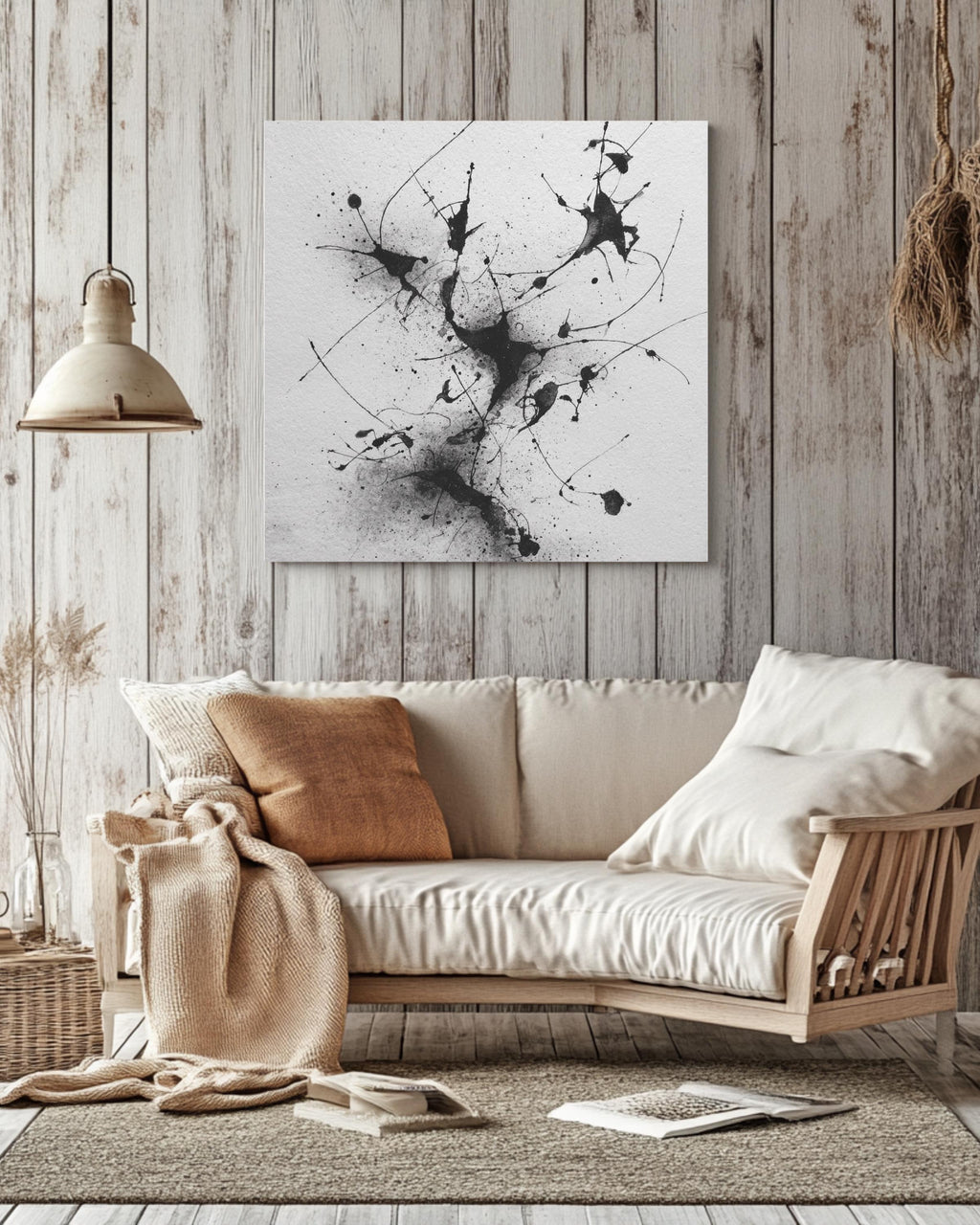 Abstract Ink Drawing of Dynamic Human Figures in Surreal Environment, Minimalist Black & White Art Print, Modern Wall Decor, Poster, Canvas