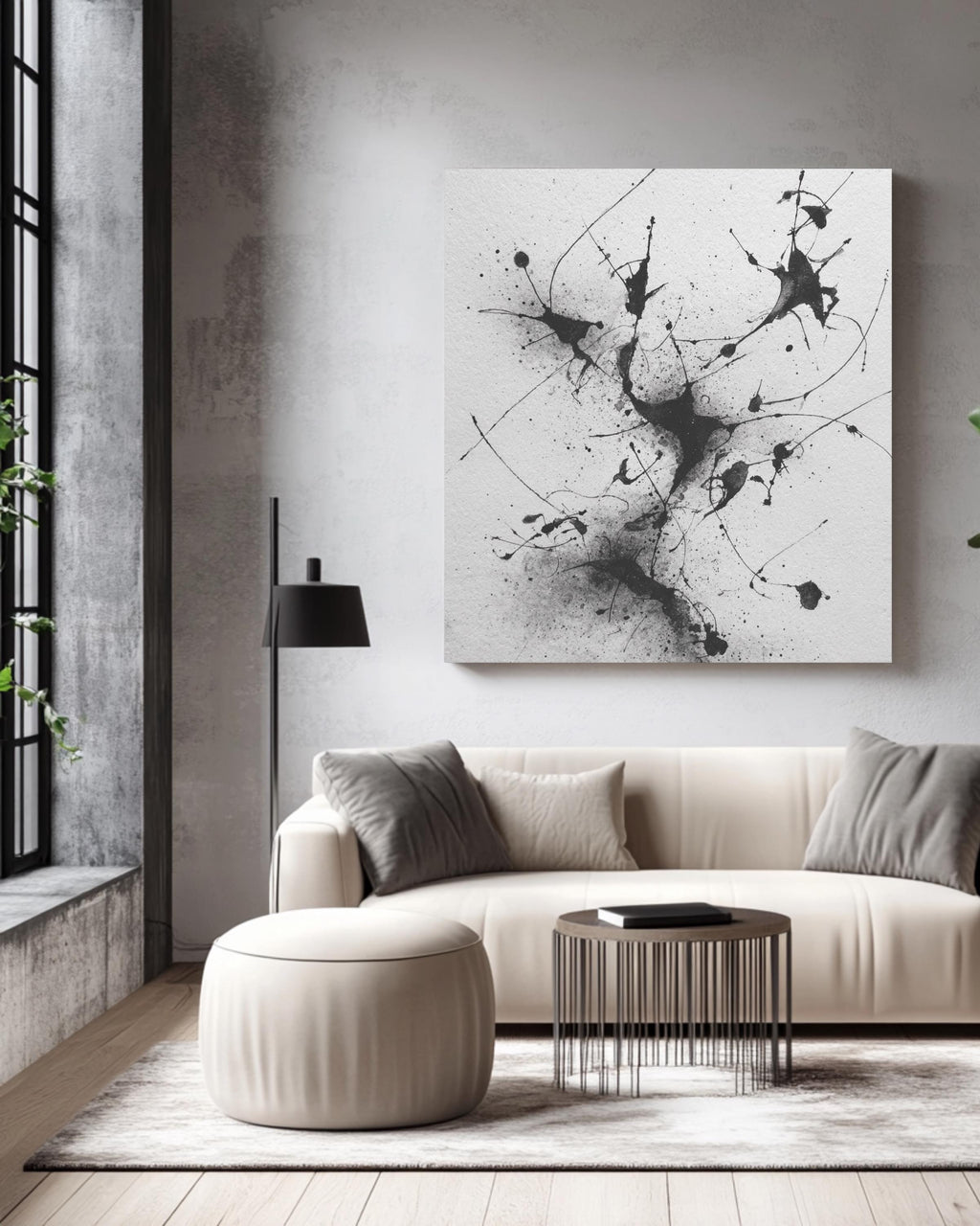 Abstract Ink Drawing of Dynamic Human Figures in Surreal Environment, Minimalist Black & White Art Print, Modern Wall Decor, Poster, Canvas