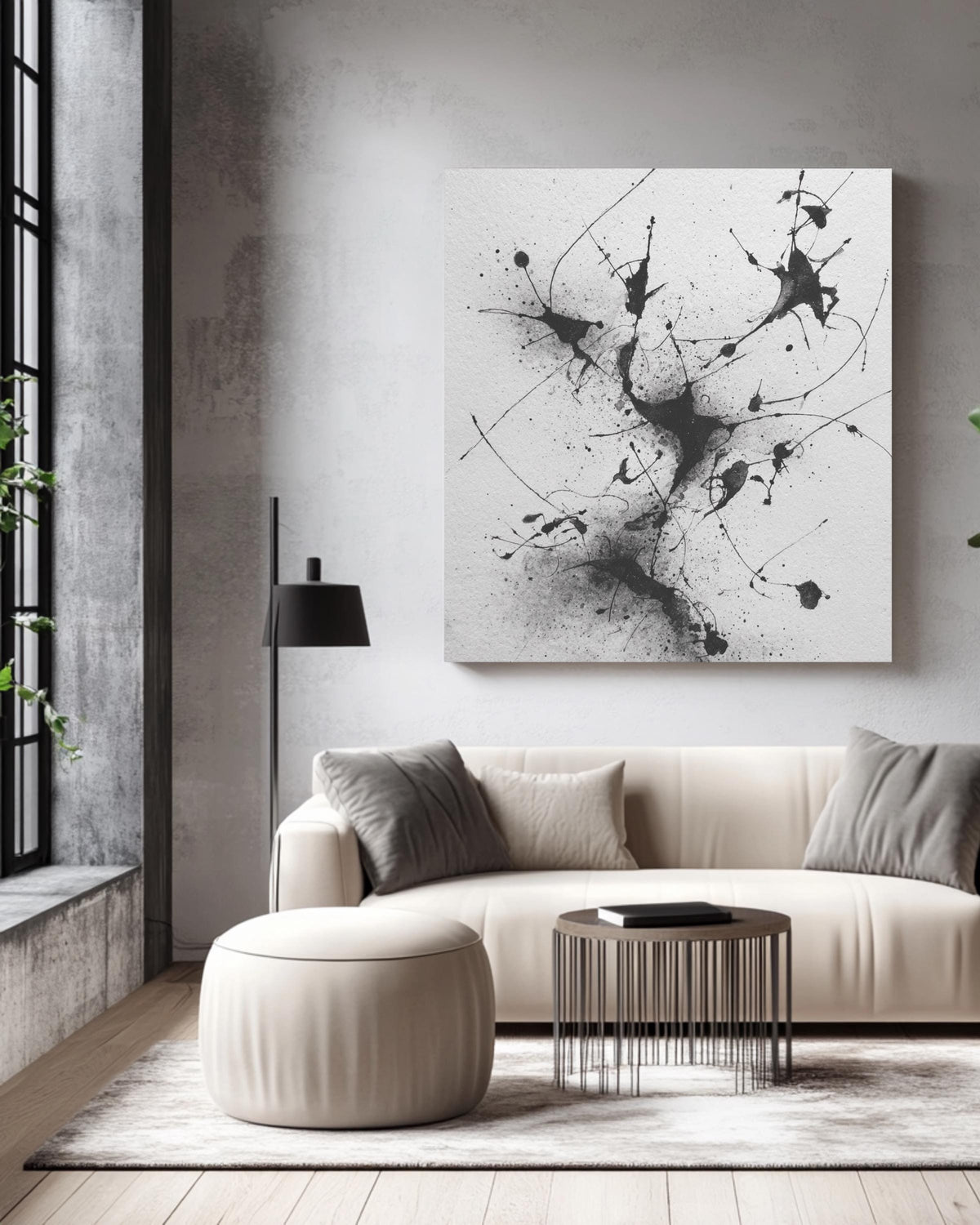 Abstract Ink Drawing of Dynamic Human Figures in Surreal Environment, Minimalist Black & White Art Print, Modern Wall Decor, Poster, Canvas