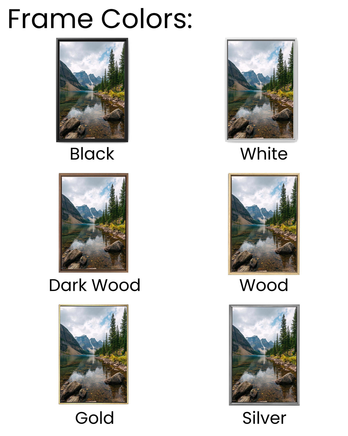 Serene Mountain Lake Reflection Poster  Tranquil Nature Landscape with Calm Water, Cloudy Sky, Majestic Peaks