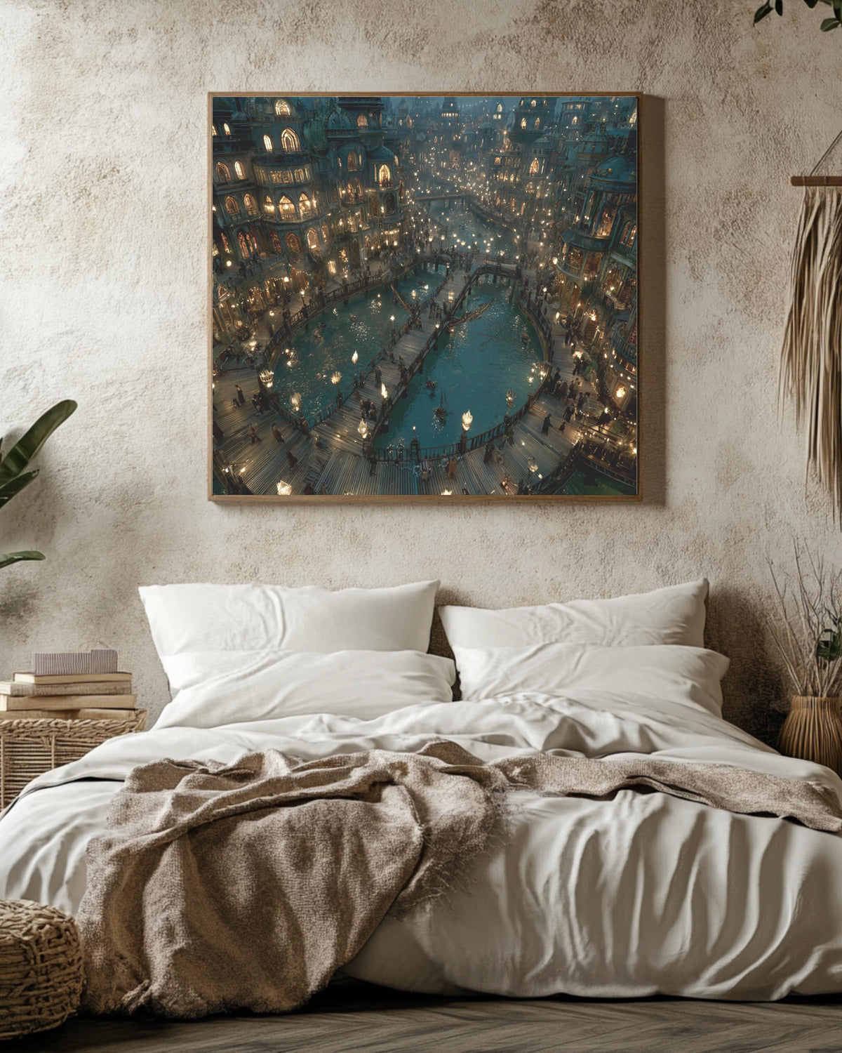 Enchanted Canal City Canvas  Steampunk Fantasy Art Print