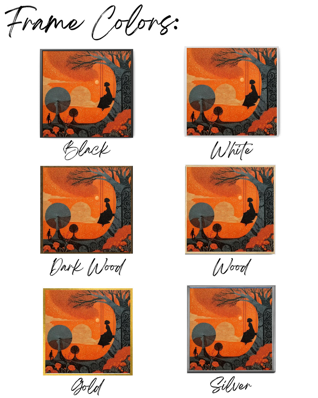 Surreal Folk Art Print  Boy on Swing, Klimt Inspired Linocut Style