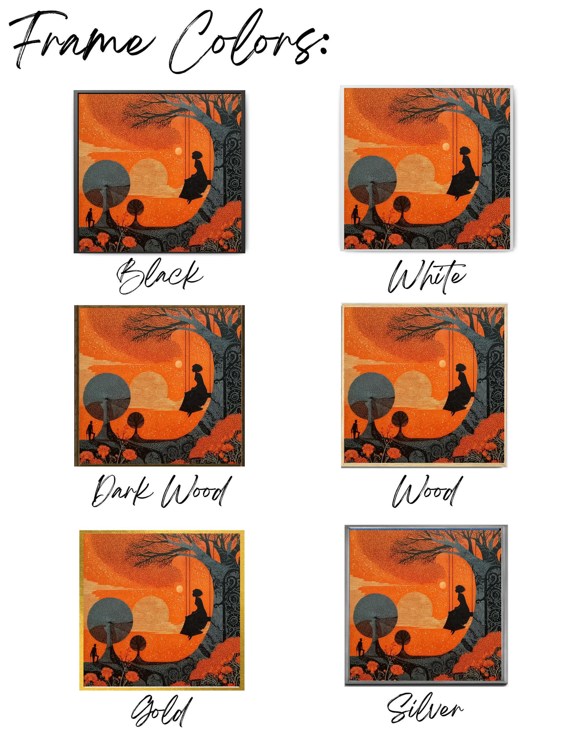 Surreal Folk Art Print  Boy on Swing, Klimt Inspired Linocut Style