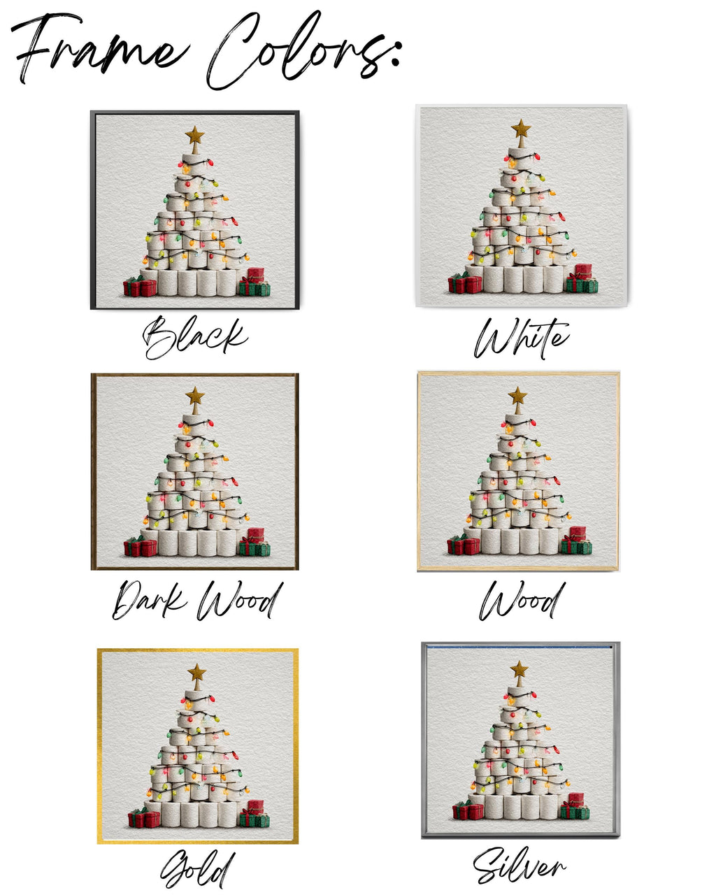 Toilet Paper Christmas Tree Canvas, Funny Holiday Art
