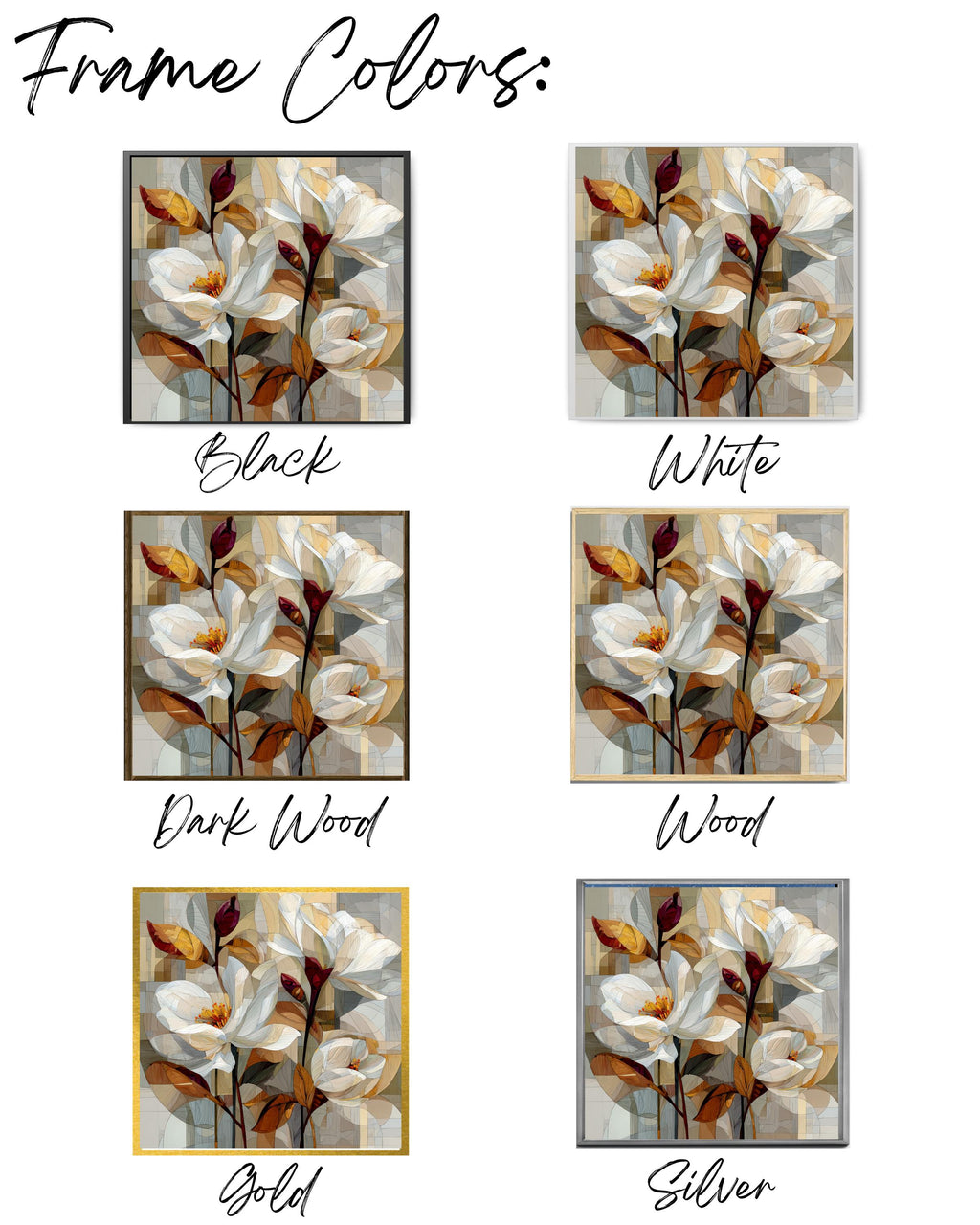 Abstract Floral Cubist Canvas Art, Beige & Brown Geometric Print