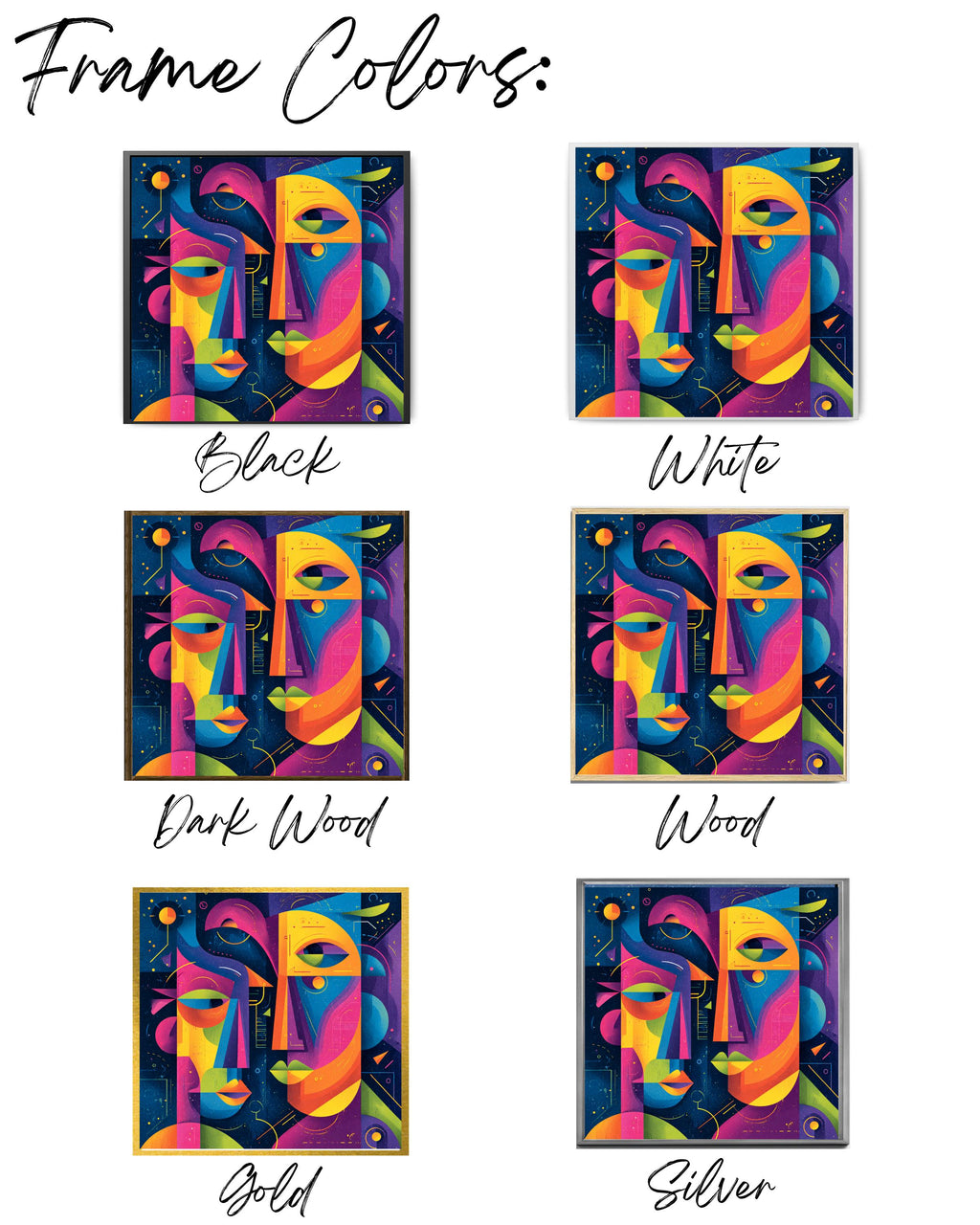 Abstract Faces Canvas Print, Quirky Colorful Wall Art