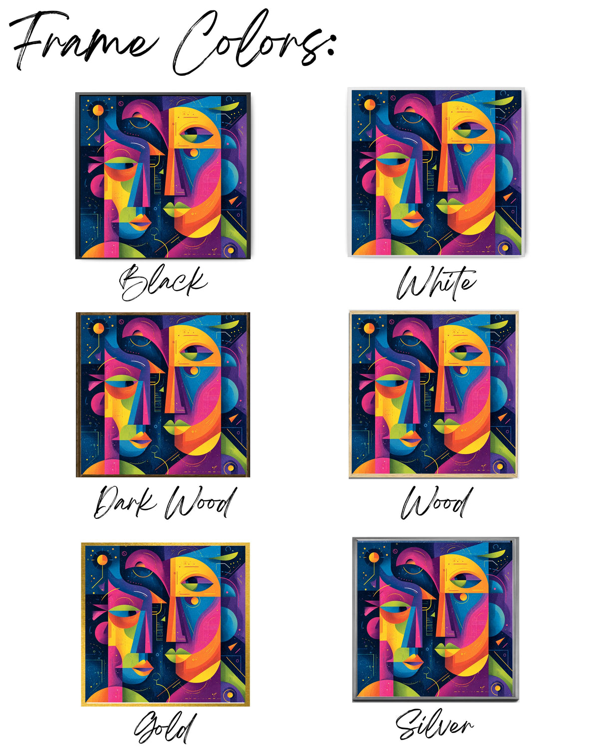Abstract Faces Canvas Print, Quirky Colorful Wall Art