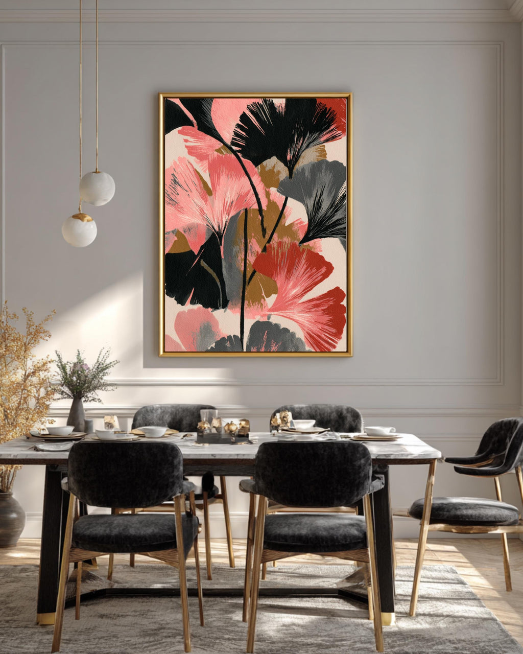 Abstract Ginkgo Leaf Art Print  Bold Gouache & Pop Art-Inspired, Screen Printing Style, Modern Botanical Wall Decor