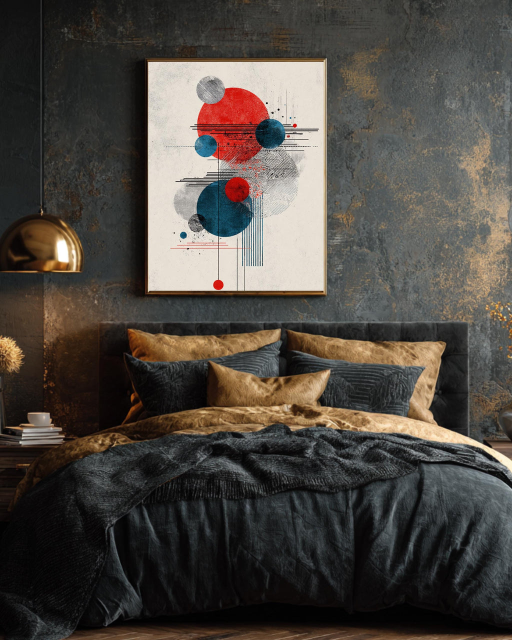 Abstract Circle Composition Art Print  Minimalist Graphic Design with Three Circles, Japanese Woodblock Print-Inspired Modern Wall Decor