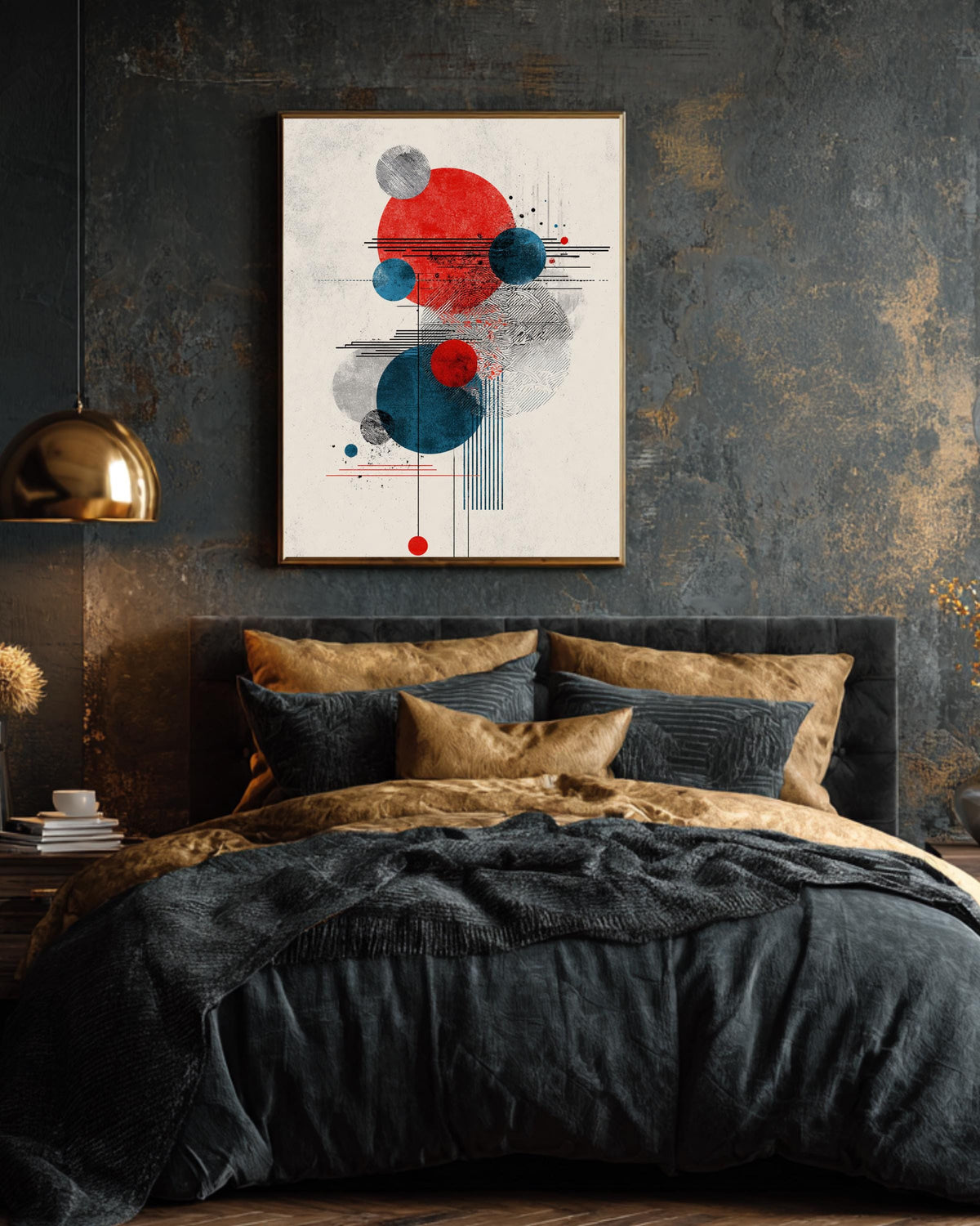 Abstract Circle Composition Art Print  Minimalist Graphic Design with Three Circles, Japanese Woodblock Print-Inspired Modern Wall Decor