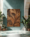 Intricate Arabesque Layered Paper Cut Art Print, Multi-Layer Laser-Cut Wood Design, Islamic Geometric Wall Decor Poster Canvas