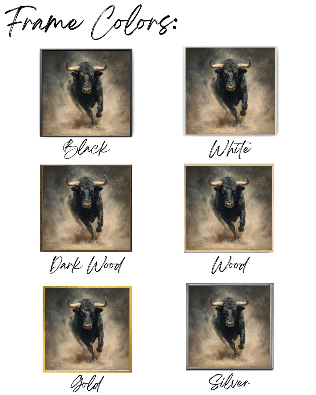 Black Bull Charging Oil Painting, Hyper-Realistic Animal Wall Art