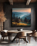Smoky Mountains Sunset Canvas, Scenic Landscape Wall Art