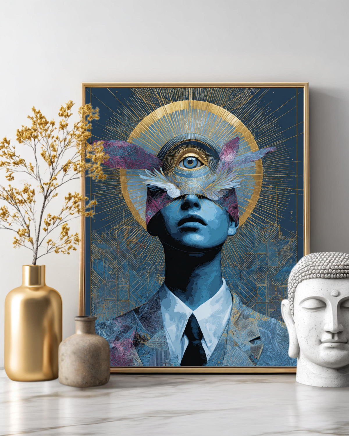 Spiritual Y2K-Inspired Prints Featuring Futuristic and Mystical Designs, Digital-Age Aesthetics, Cosmic Symbols, Modern Wall Art