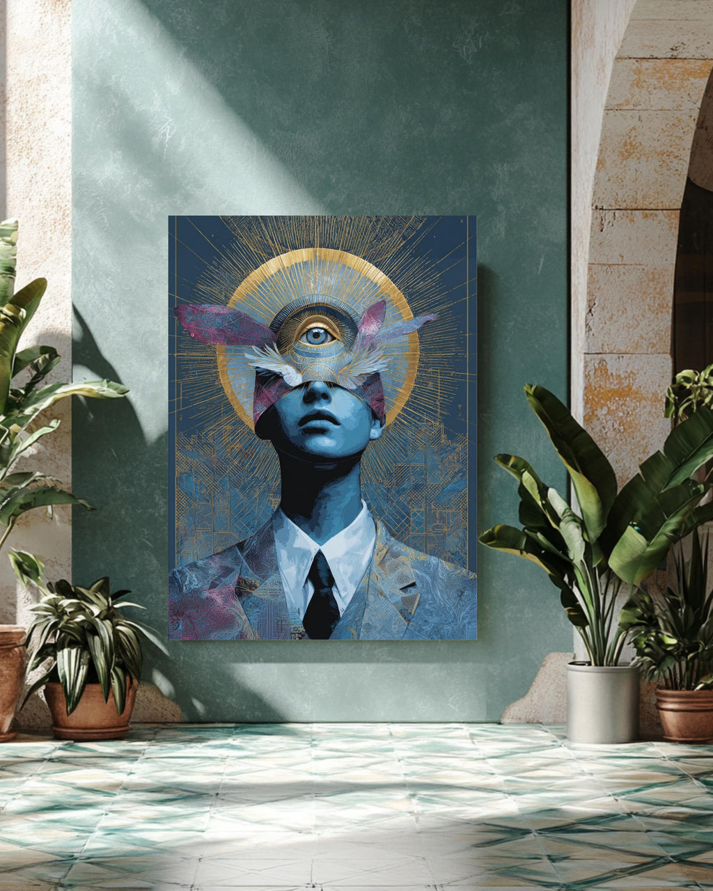 Spiritual Y2K-Inspired Prints Featuring Futuristic and Mystical Designs, Digital-Age Aesthetics, Cosmic Symbols, Modern Wall Art