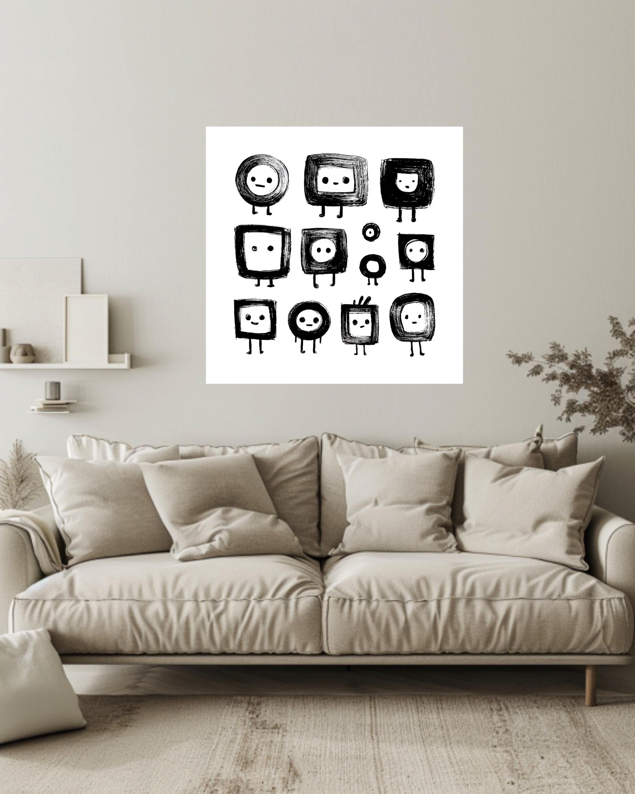 Cute Abstract Character Art Wall Decor