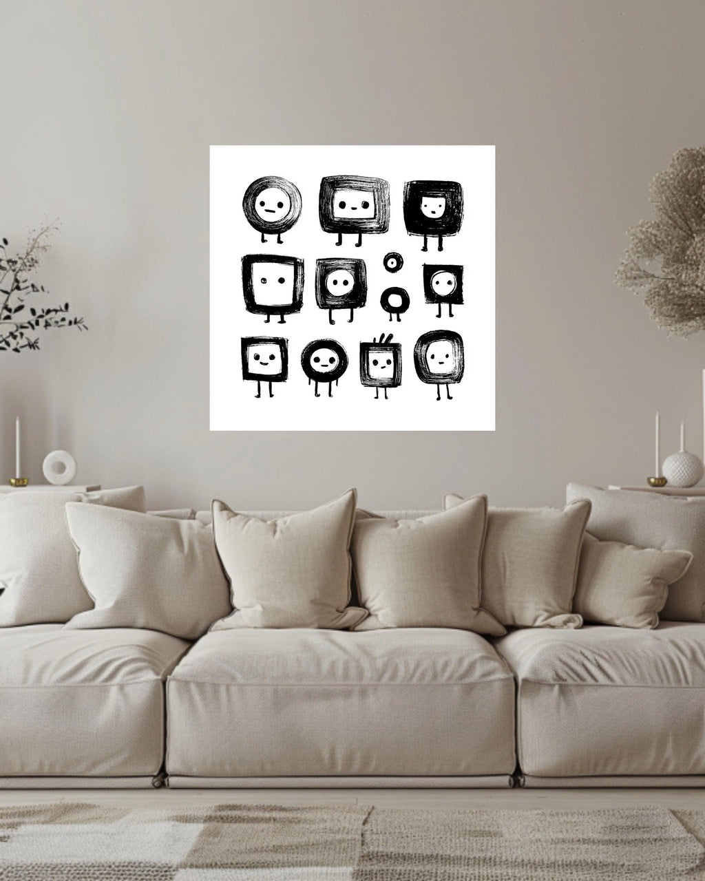 Cute Abstract Character Art Wall Decor