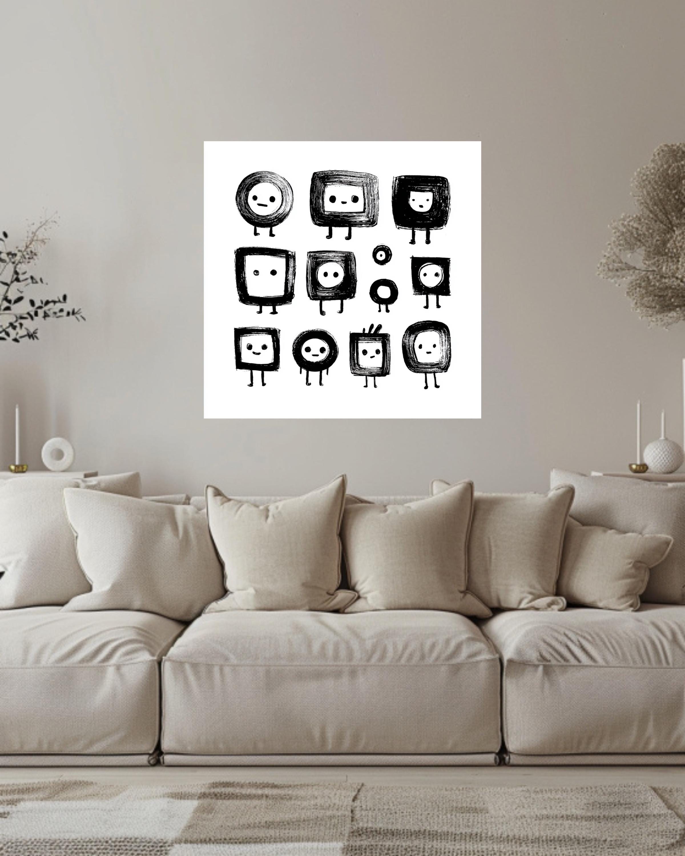Cute Abstract Character Art Wall Decor