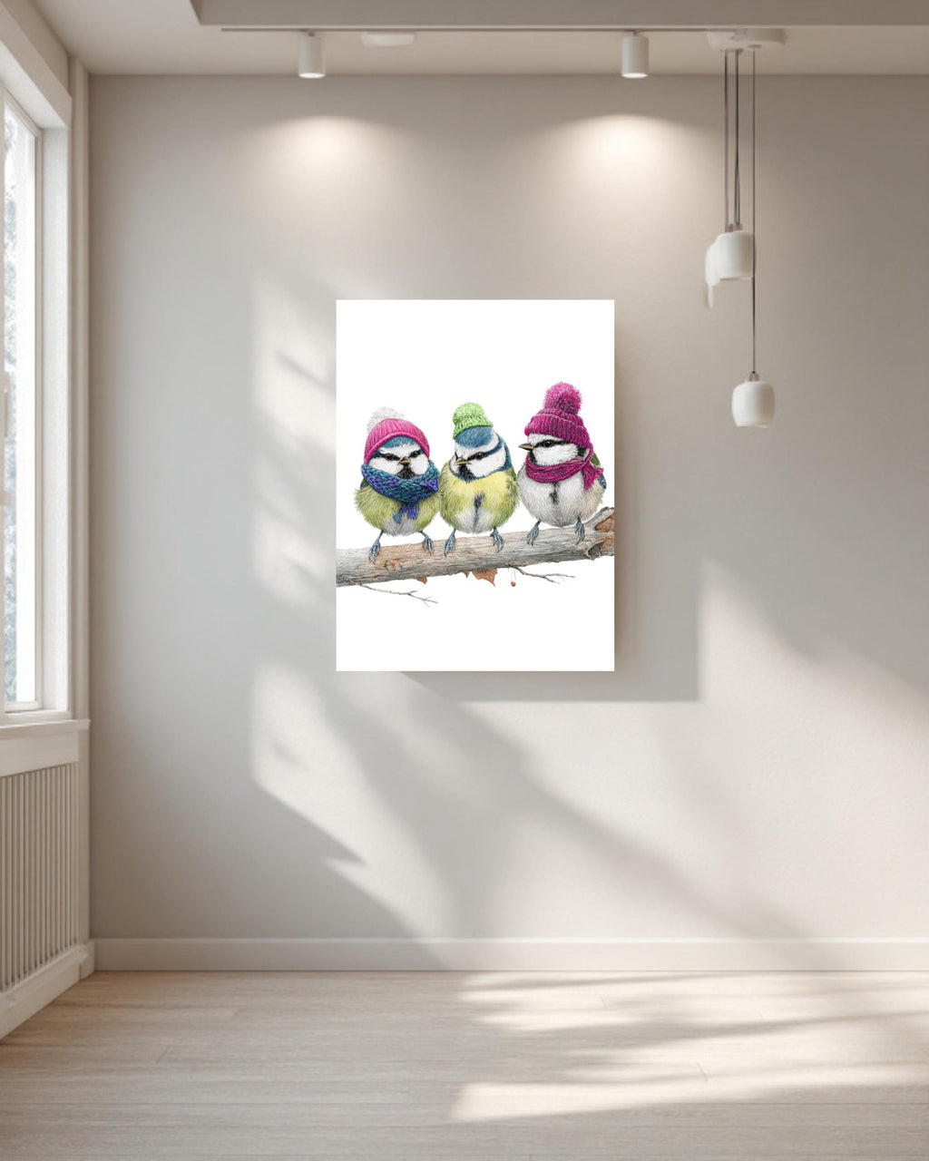 Three Illustrated Birds Canvas