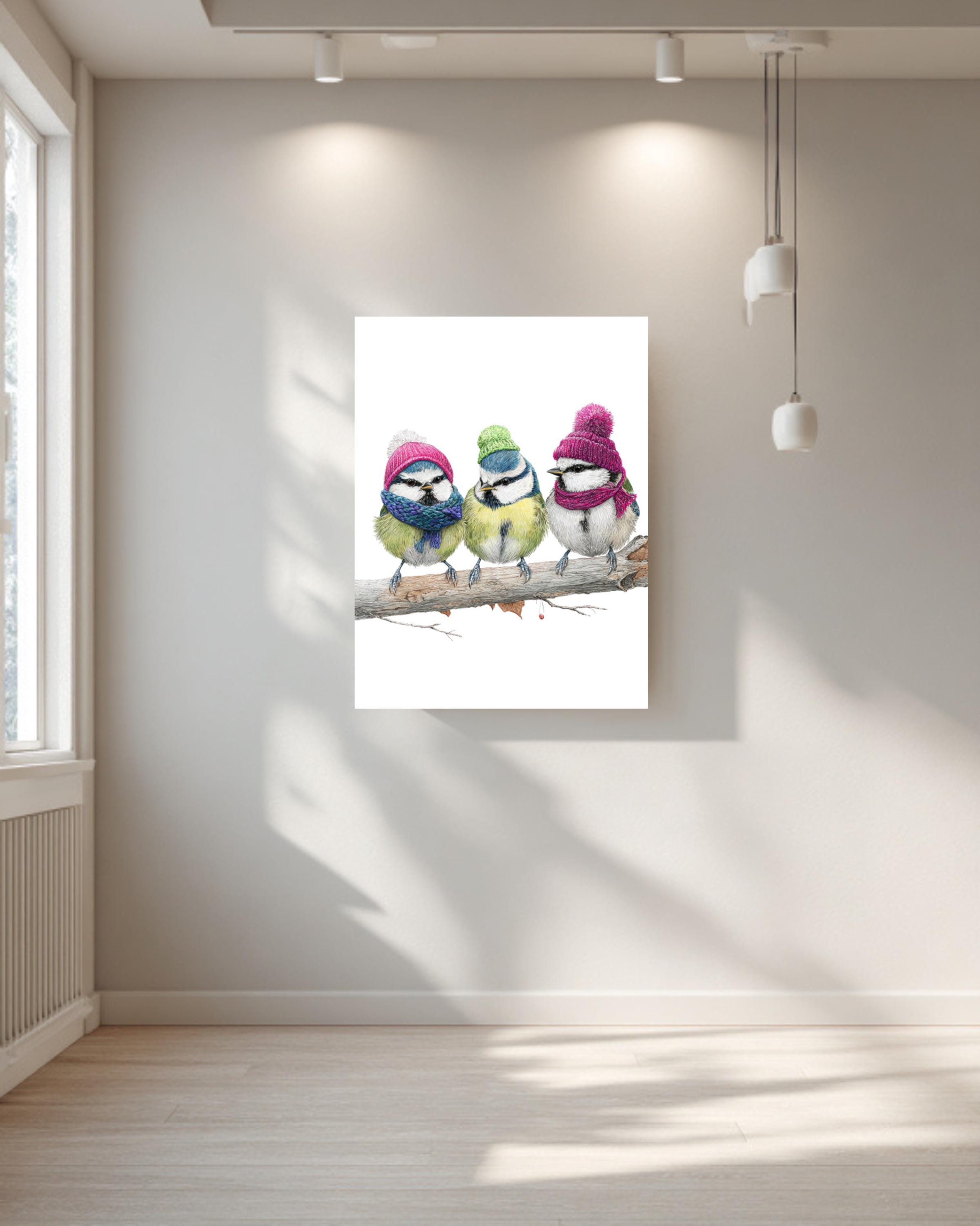 Three Illustrated Birds Canvas
