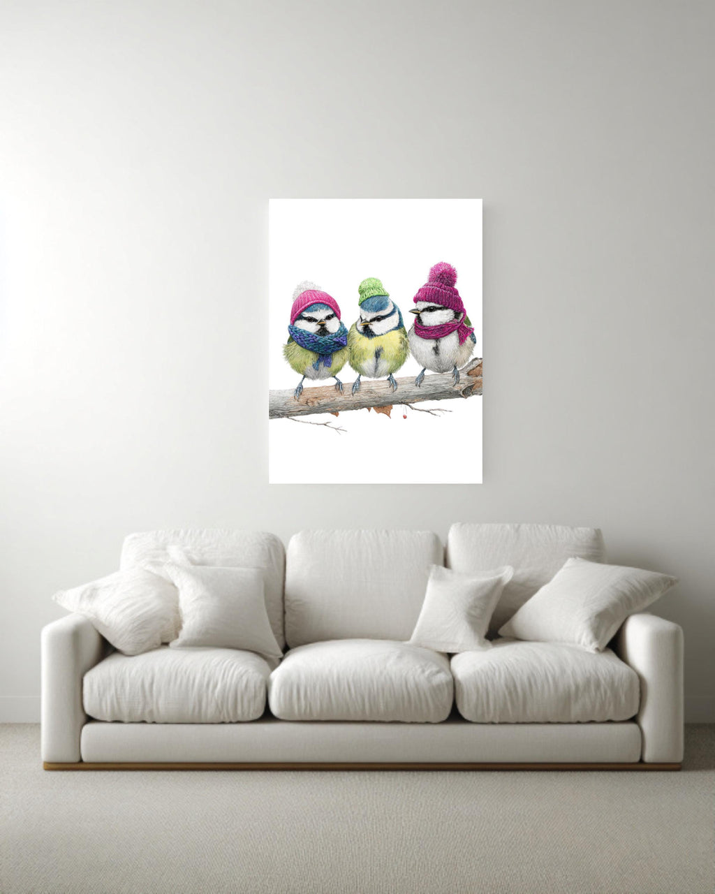 Three Illustrated Birds Canvas
