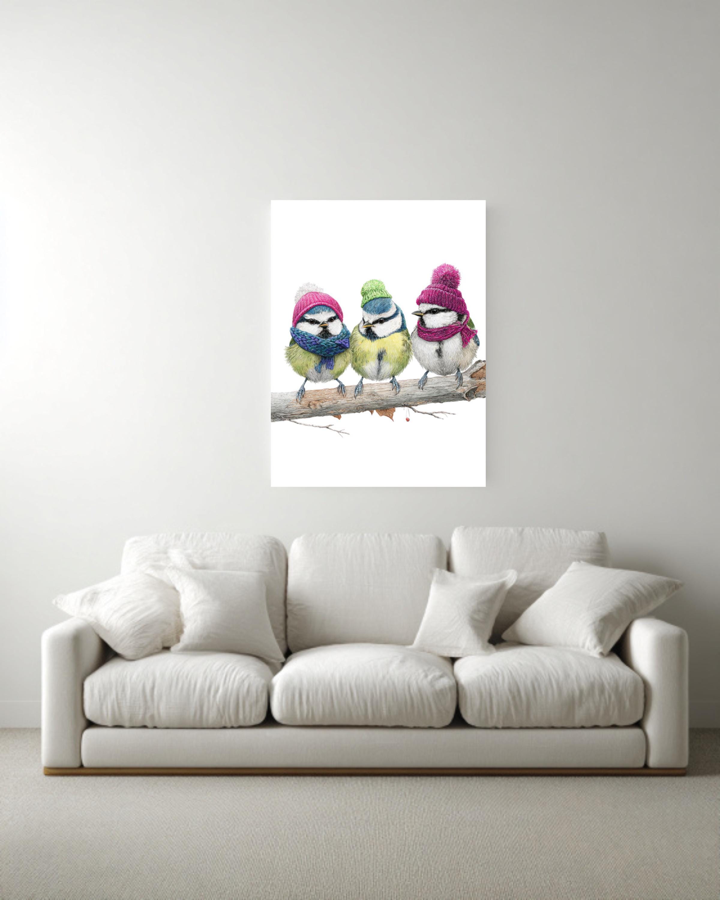 Three Illustrated Birds Canvas