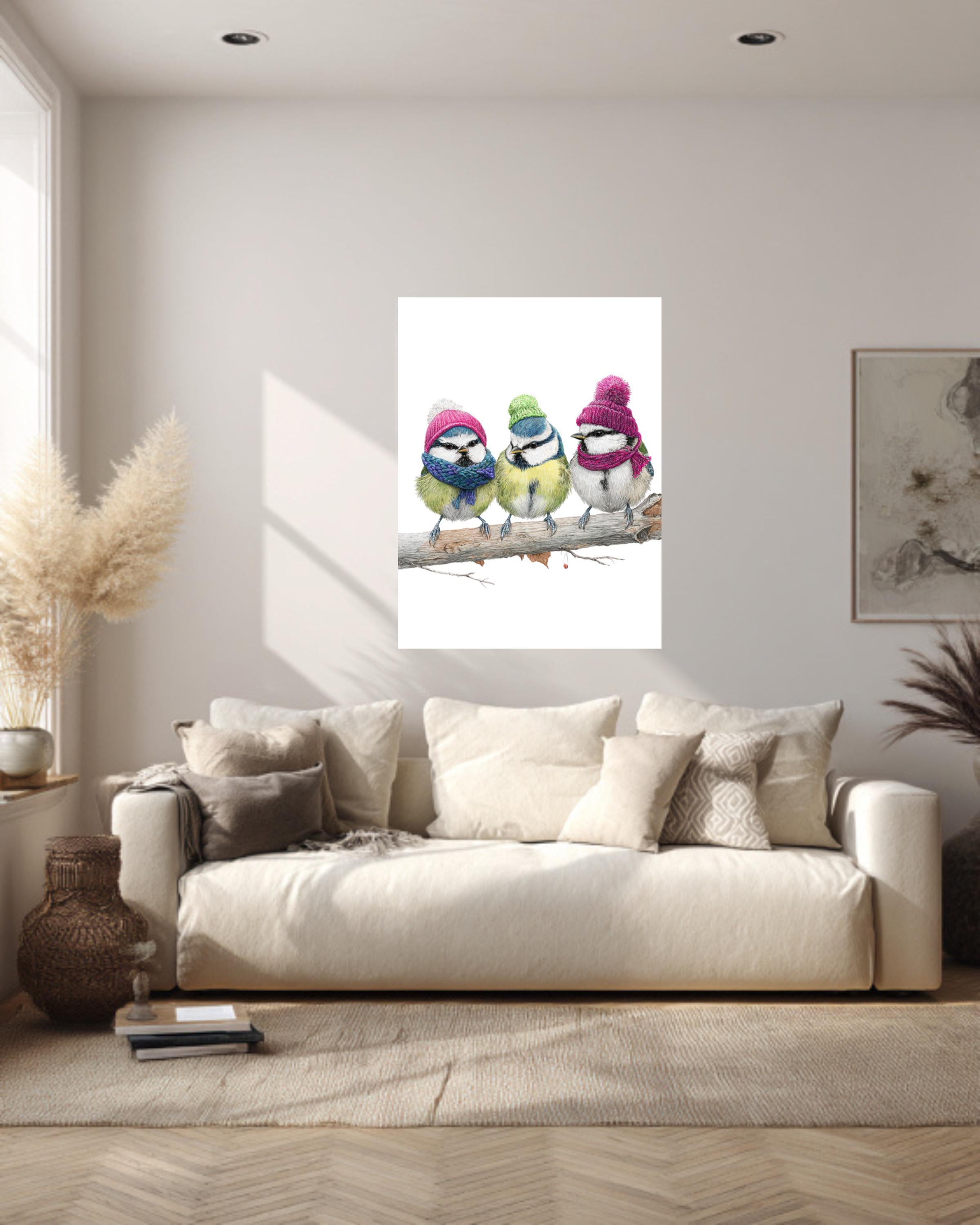 Three Illustrated Birds Canvas
