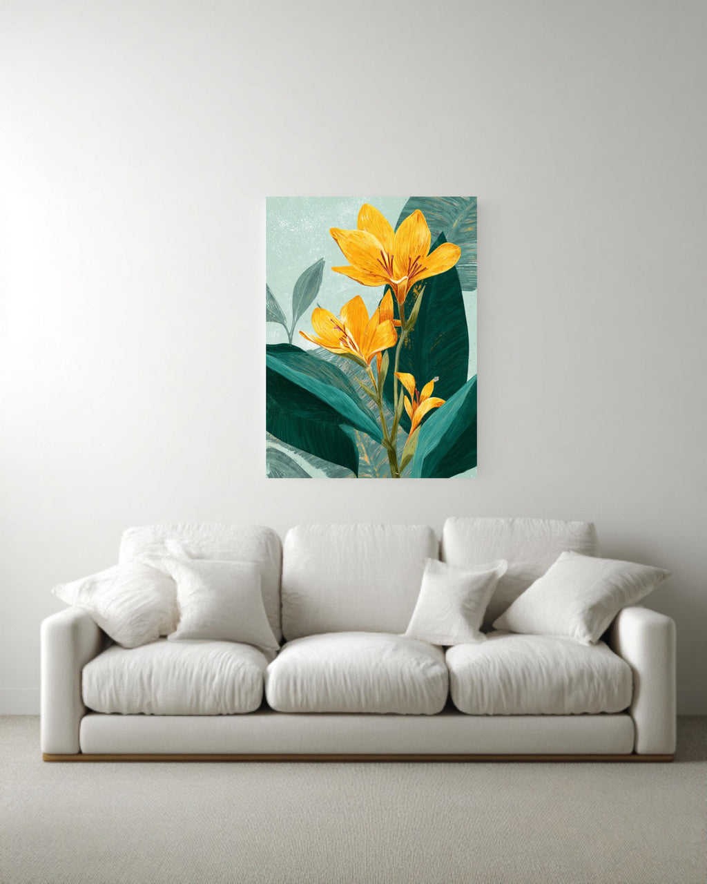 Tropical Yellow Flower Canvas, Vintage Botanical Wall Art