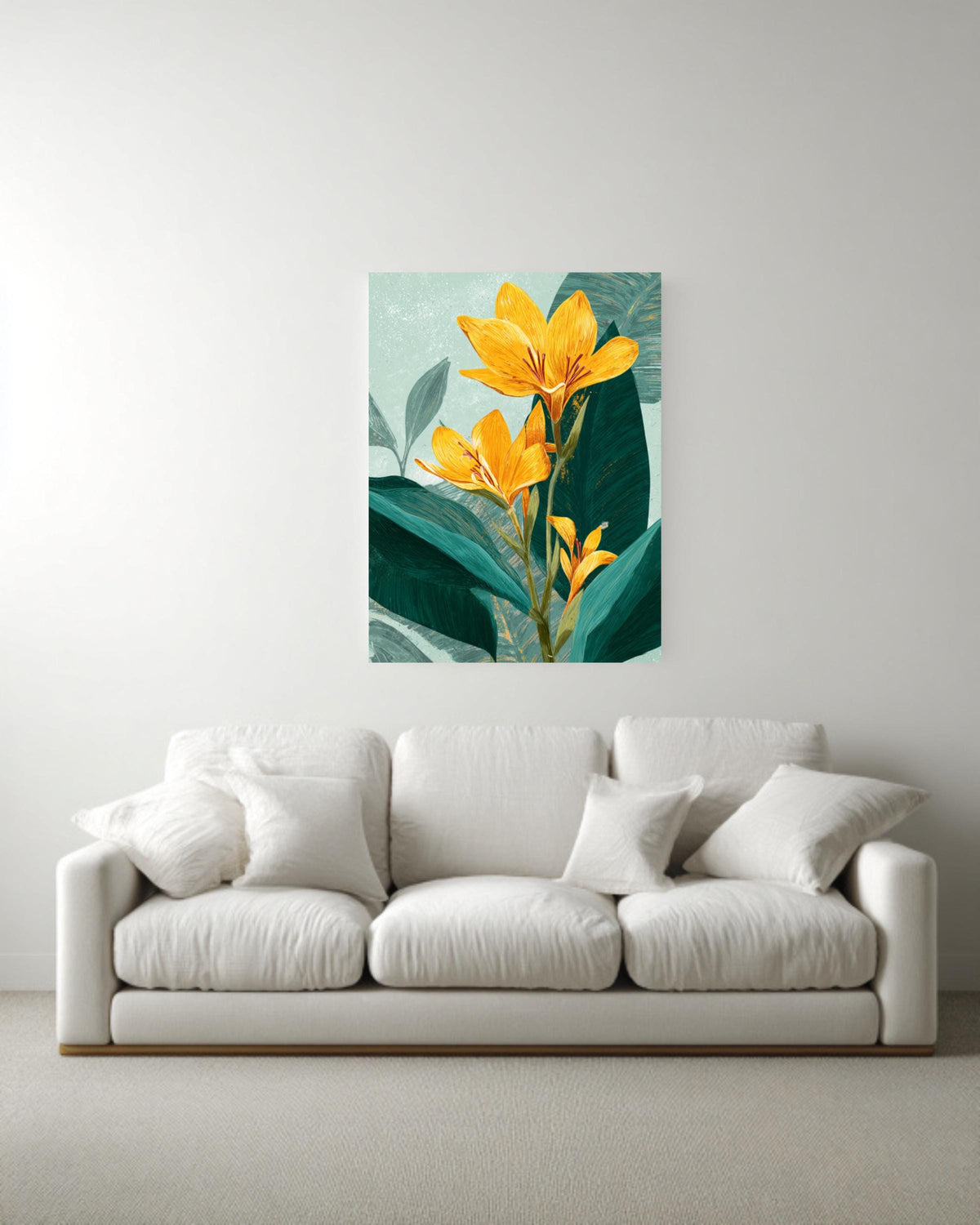 Tropical Yellow Flower Canvas, Vintage Botanical Wall Art