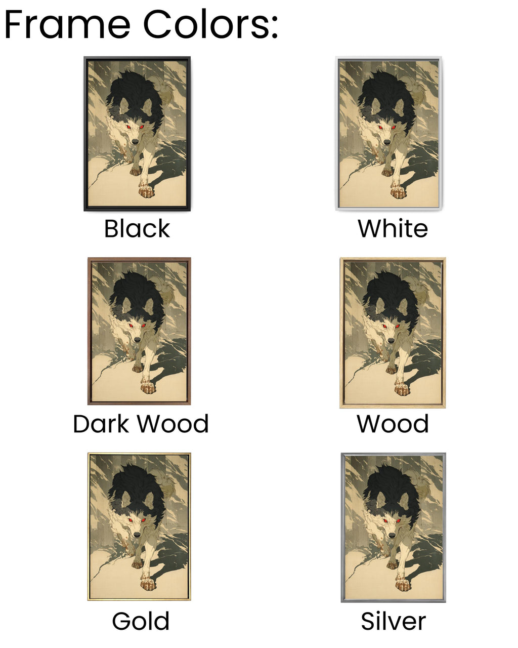 Ukiyoe Manga Panel Print Fierce Running Wolf Japanese Style Wall Decor