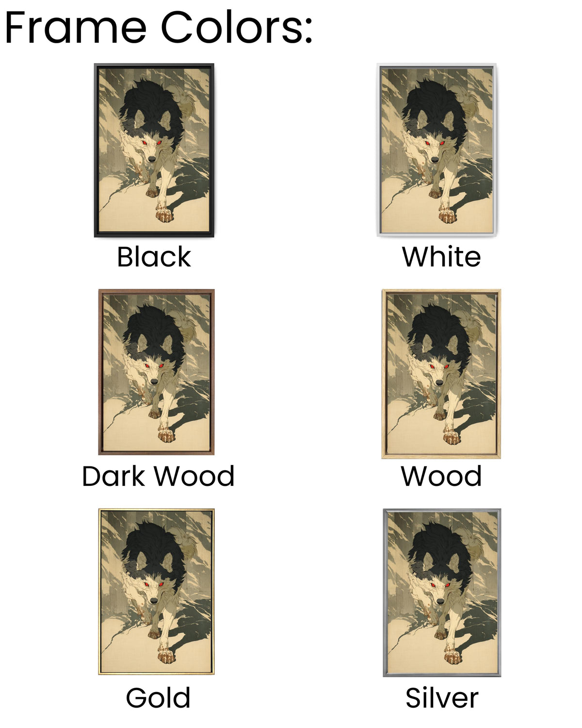 Ukiyoe Manga Panel Print Fierce Running Wolf Japanese Style Wall Decor