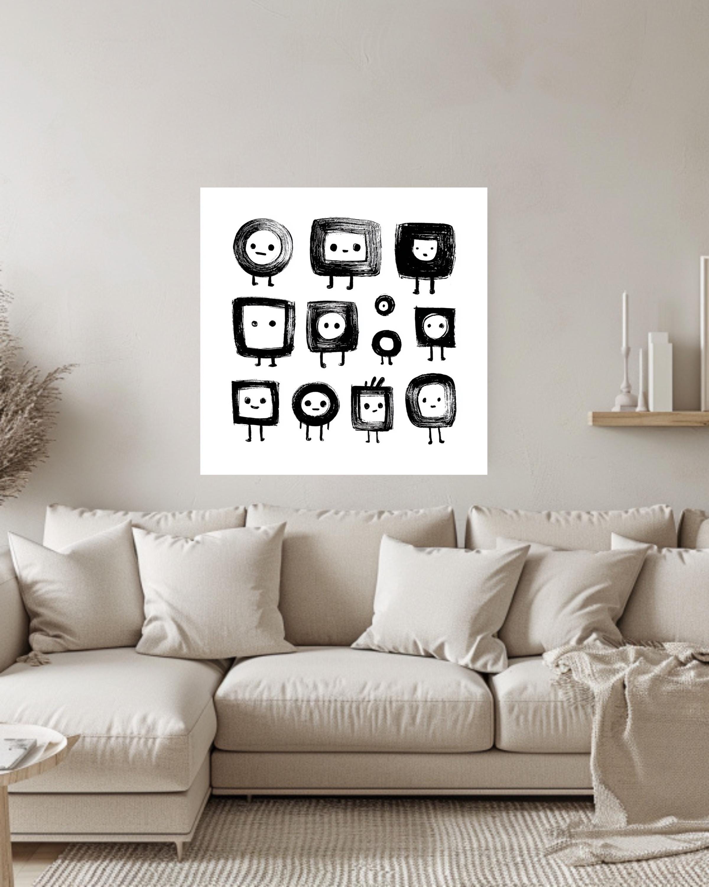 Cute Abstract Character Art Wall Decor