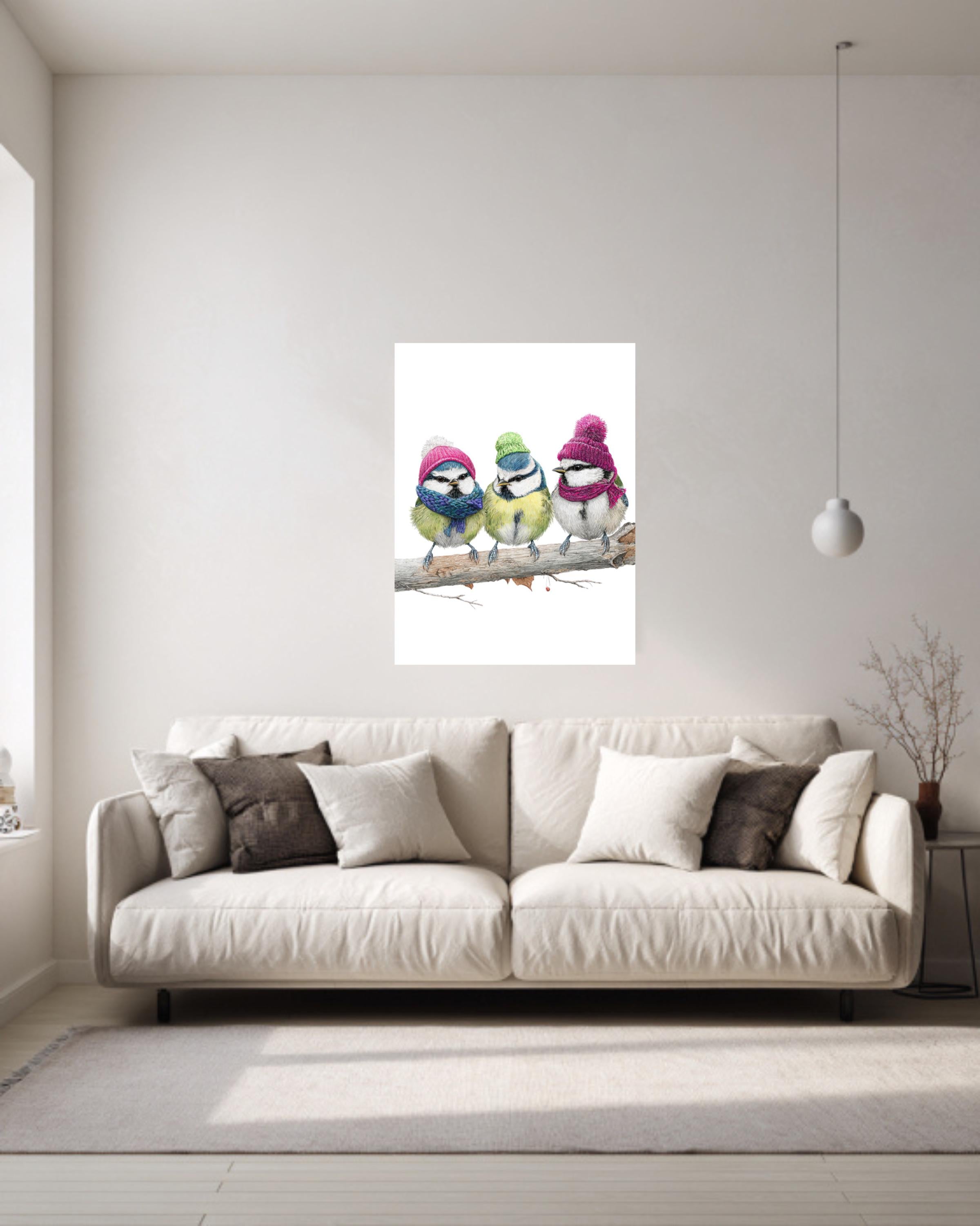 Three Illustrated Birds Canvas