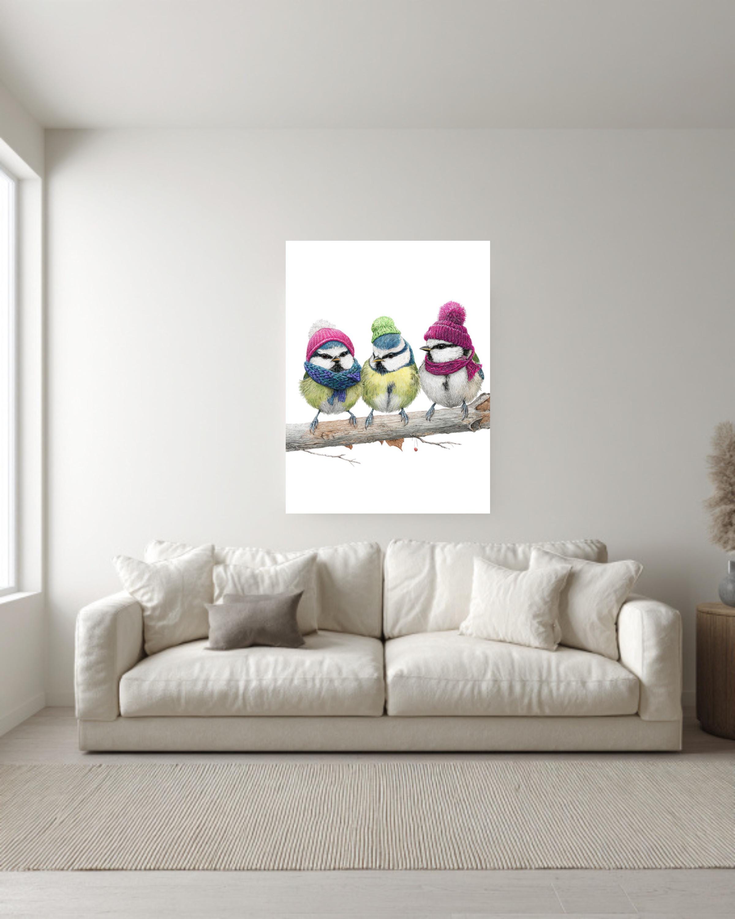 Three Illustrated Birds Canvas
